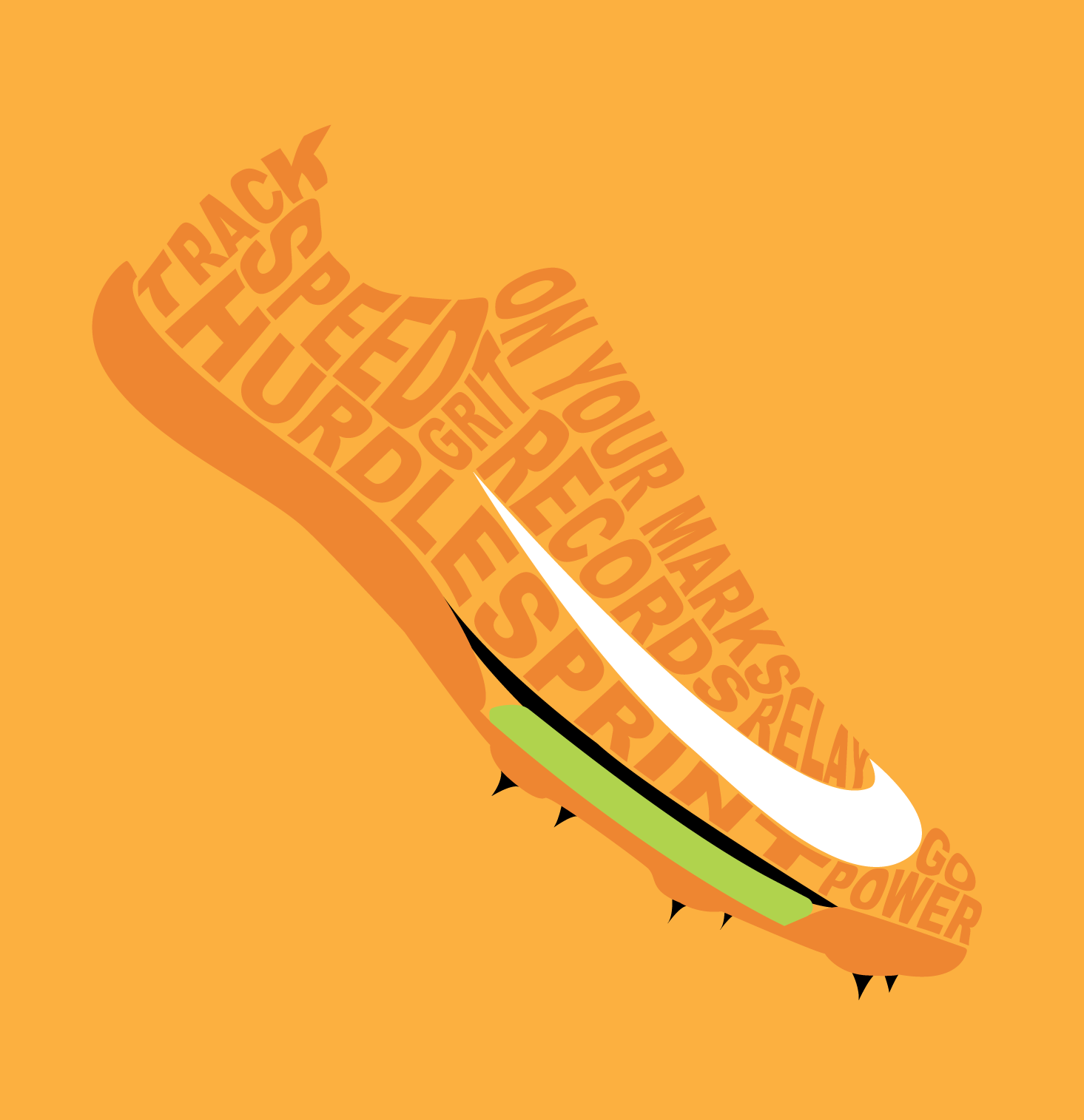 Track and Field Typography Spike Design
